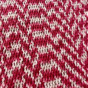 Vintage Granny Handmade Hot pink Afghan Blanket 41x36’